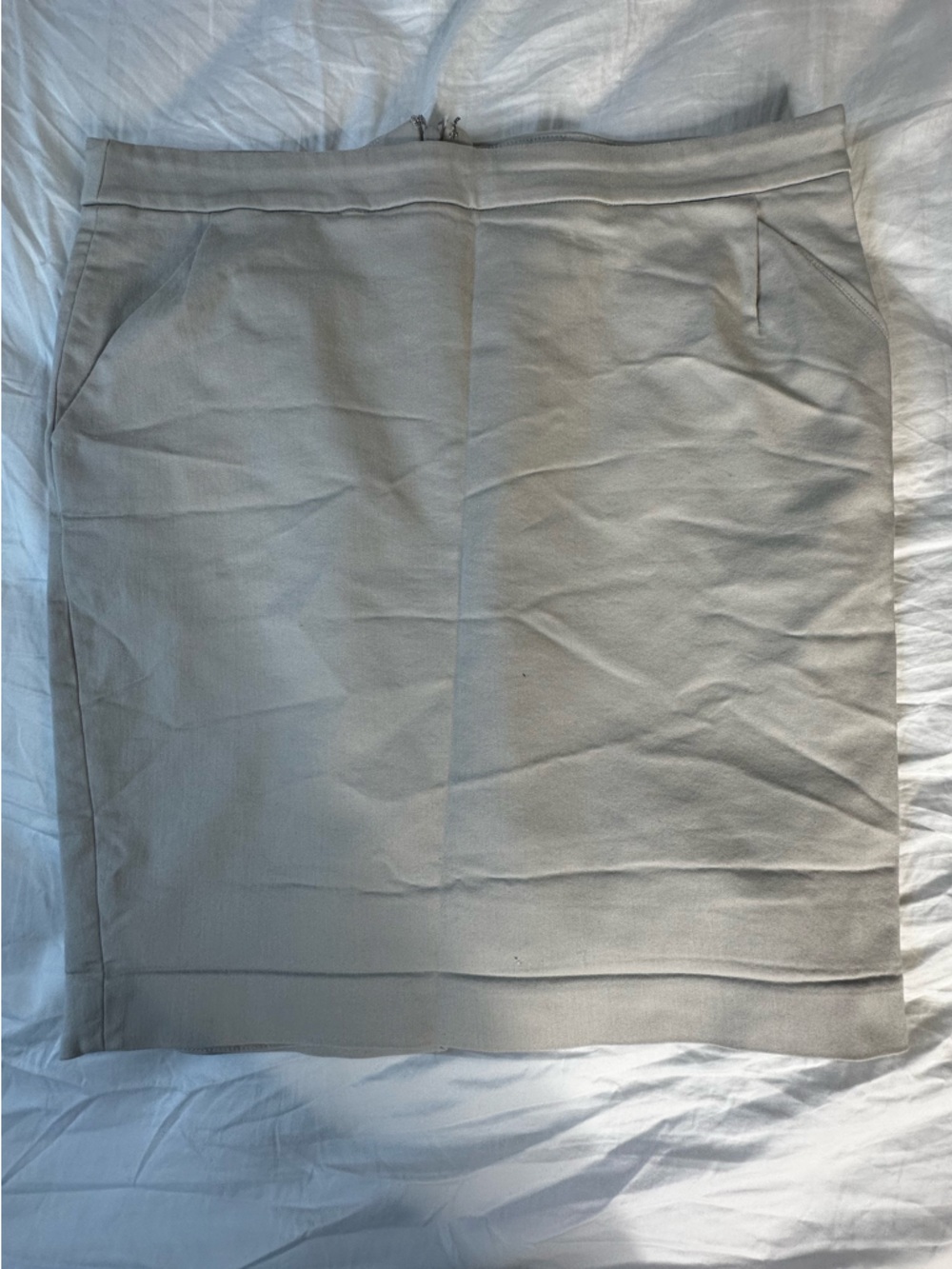 Express Beige Pencil Skirt with Zip Detail